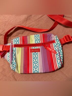 Vera Bradley Multicolor Striped Crossbody Bag with Red Trim